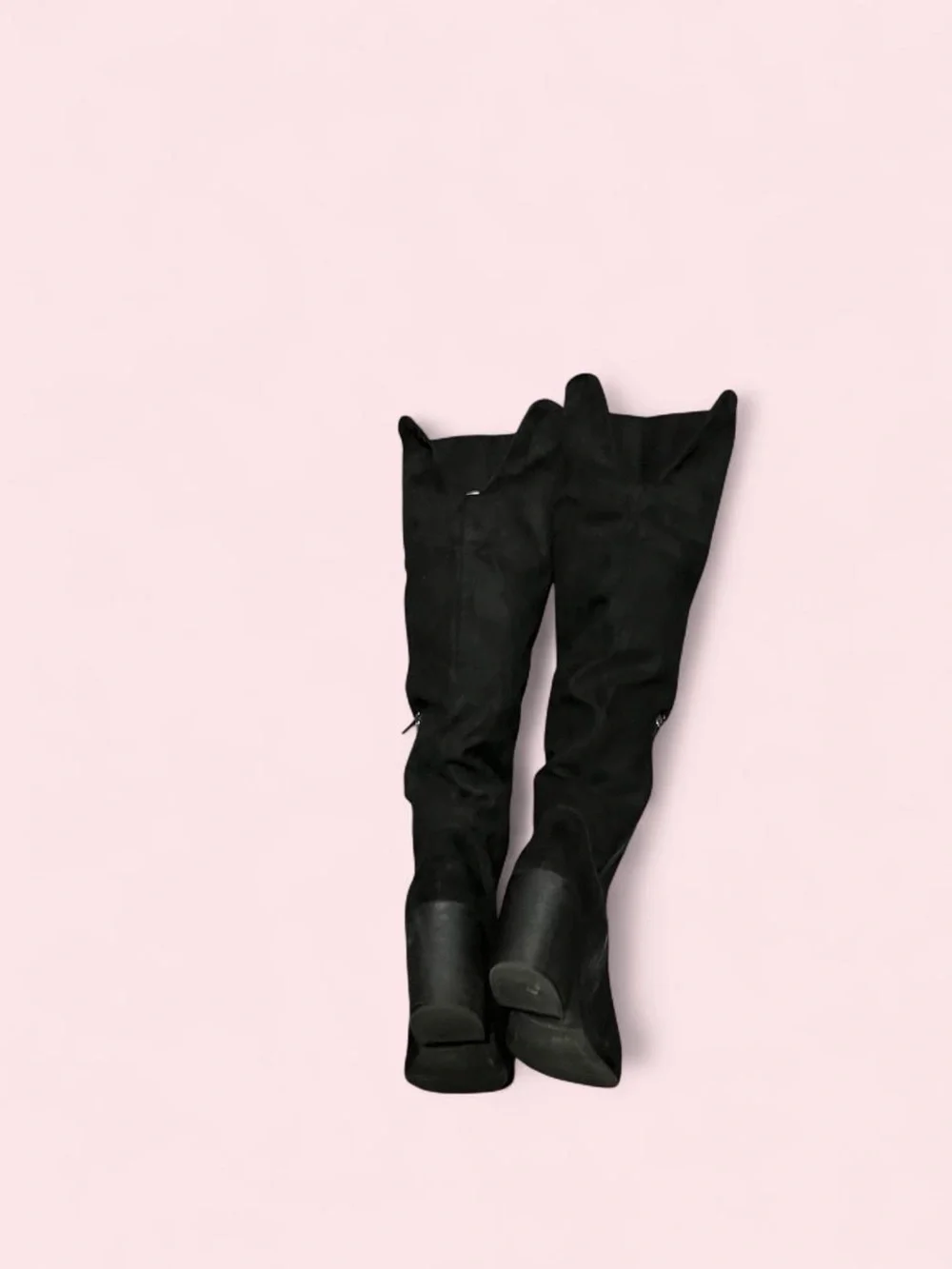 Size 7 Black Over-the-Knee Block Heel Boots
